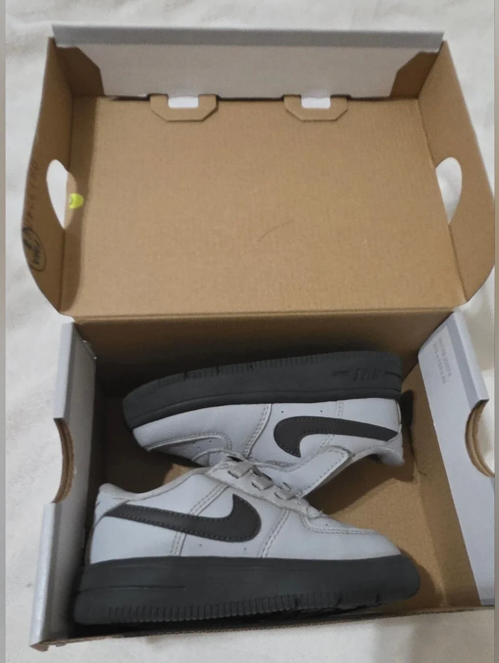 Nike Force 1 Low Top Sneakers in Light Gray & Black 7c